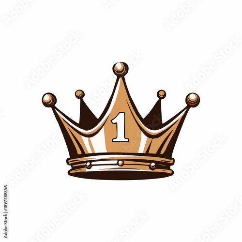 王冠とNo.1のトップ評価を象徴するベクターアイコン