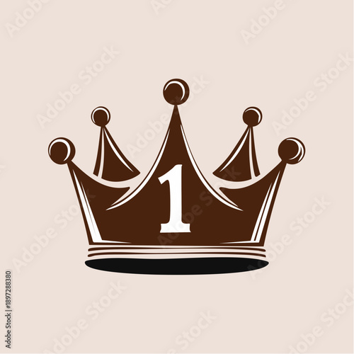 王冠とNo.1のトップ評価を象徴するベクターアイコン