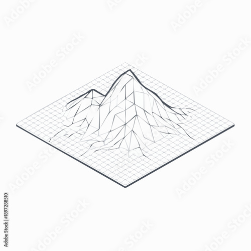 ワイヤーフレーム3D地形グラフのデータ解析ベクターアイコン