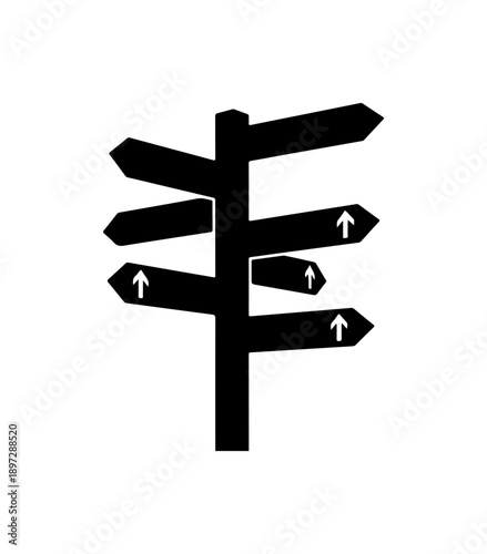 Black Silhouette Directional Signpost with Arrows