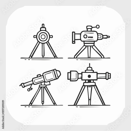 カメラ・撮影機材のアイコンセット（三脚・映像制作）