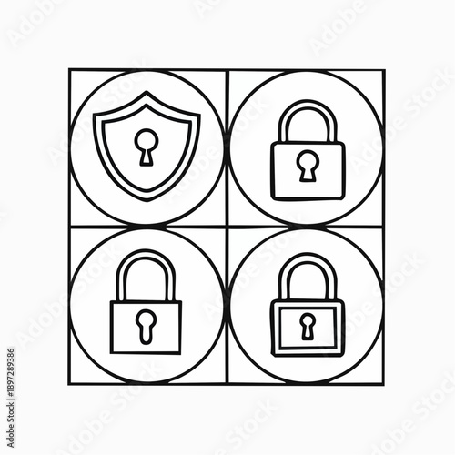 セキュリティ・保護・ロックを表すアイコンセット