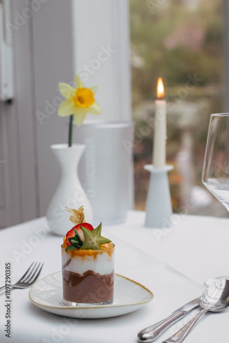 Dessert im Restaurantambiente