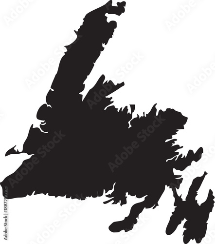 Quadro em tela Newfoundland Island Canada Map Silhouette Isolated Vector