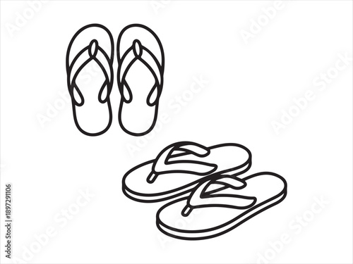 Black Flip Flops Silhouette, Four black flip flops displayed vector on a white background