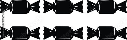 Fotografi Black candy silhouette set, sweet chocolate wrapper icons, delicious sugar treat