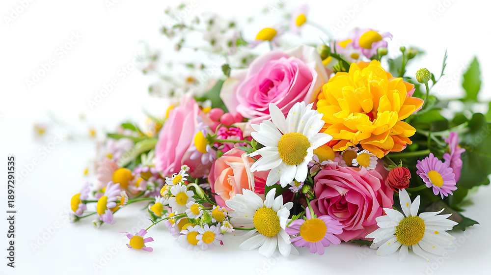 Obraz premium Elegant White Background Floral Bouquet Composition