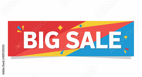 Big Sale Banner - Vibrant Red, Blue, and Yellow Design with White Text, Perfect for Promotions and Advertising