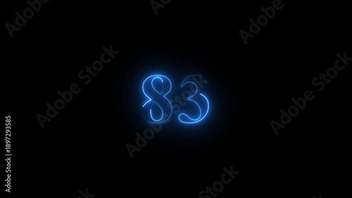 Wallpaper Mural Glowing neon animated number 83. hot burning number on black background ,blue color looping trendy glowing neon numeric number. Motion graphics of sum number concept Torontodigital.ca
