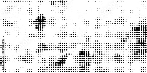 Halftone faded gradient texture. Grunge halftone grit background. White and black sand noise wallpaper. Retro pixilated vector backdrop