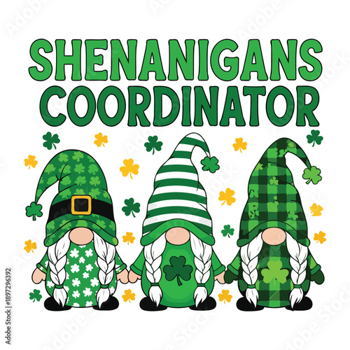 Three Gnomes as Shenanigans Coordinators for St Patricks Day leprechaun holiday