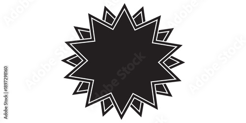 Black Starburst Emblem with Multiple Points and Outline.