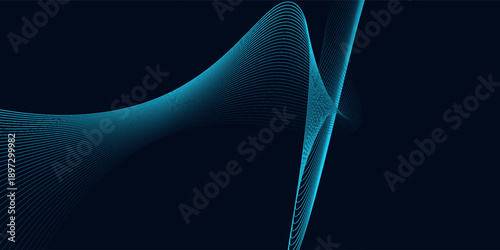 Elegant Dark Blue Abstract Background with Wavy Lines and Luminous Glow, Ideal for Modern Designs and Technological Presentations with a Sense of Sophistication