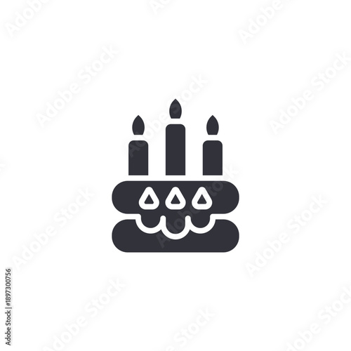 Birthday cake with candles icon symbolizing celebration party and festive anniversary event.