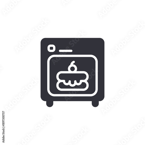 Mobile application screen with cake icon symbolizing online bakery app and dessert ordering platform.