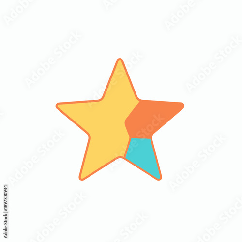 Colorful Geometric Star Icon with Orange, Yellow, and Blue Segments
