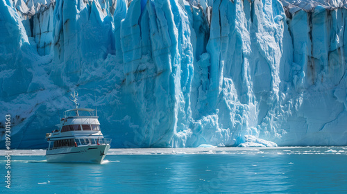 Boat sailing near Perito Moreno glacier. Boat sailing near Perito Moreno glacier, in Patagonia, Argentina.