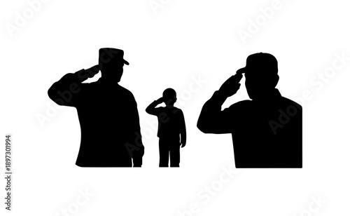 Military Salute Silhouettes Vector Art