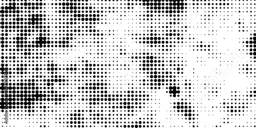 Halftone faded gradient texture. Grunge halftone grit background. White and black sand noise wallpaper. Retro pixilated vector backdrop
