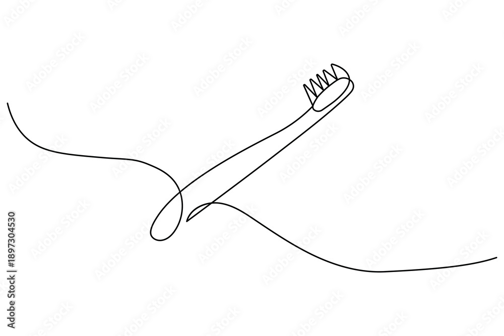 Obraz premium Clean and simple single line vector art of a toothbrush. Perfect for dental clinic branding, health blogs, and minimalist lifestyle designs.
