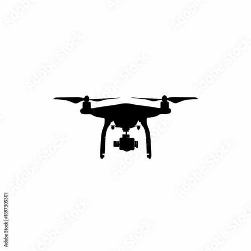 Silhouette drone overhead view isolated on white background for commercial use