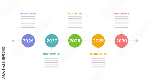 Infographic timeline template as a vector for 12 months planner, colorful label, simple and minimal style, for business planning presentation on white background, make mission of the year and future