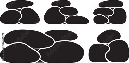 Black stones or pebbles on white background illustration design
