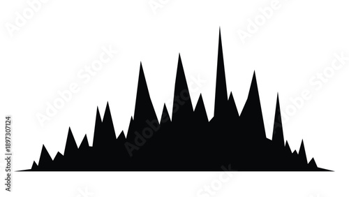 Bar Chart With Mountain Peaks Icon Representing Performance Metrics, Volatility And Data Trends