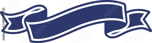 ネイビーのクラシックなリボンフレーム 信頼感のある見出しバナー