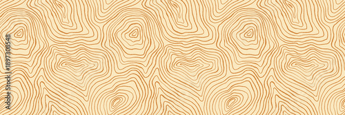 Golden abstract wooden texture seamless pattern background. Beige neutral organic banner with crayon texture wave pattern. Abstract geometric dynamical rippled surface. Doodle topographic line map.