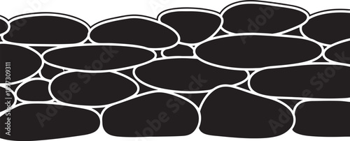 Black stones or pebbles on white background illustration design