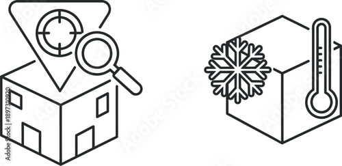 Analyzing and monitoring temperature with thermometer and magnifying glass