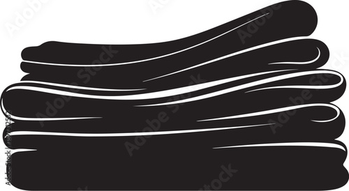 Stack of black towels on white background illustration