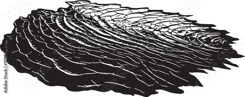 Black and white abstract illustration of layered wavy lines