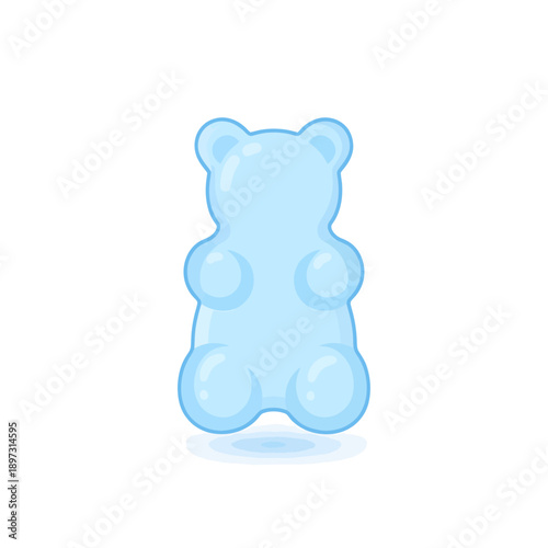 Cute Blue Gummy Bear Candy Isolated Vector Illustration