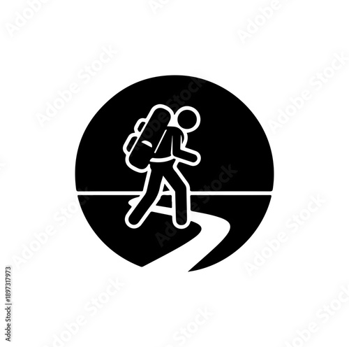 Hiking Silhouette Icon - Outdoor Adventure Symbol