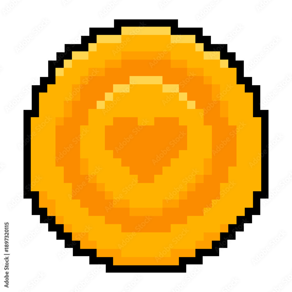 Fototapeta premium pixel heart coin