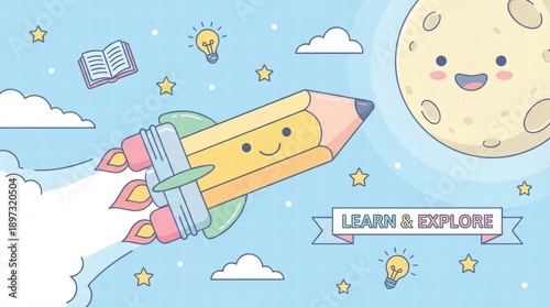 Wallpaper Mural Friendly Rocket Illustration for Kids Torontodigital.ca