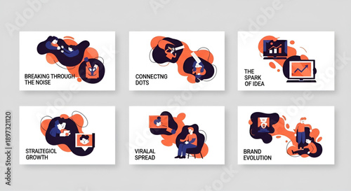 Viral marketing and business brand growth presentation slide set