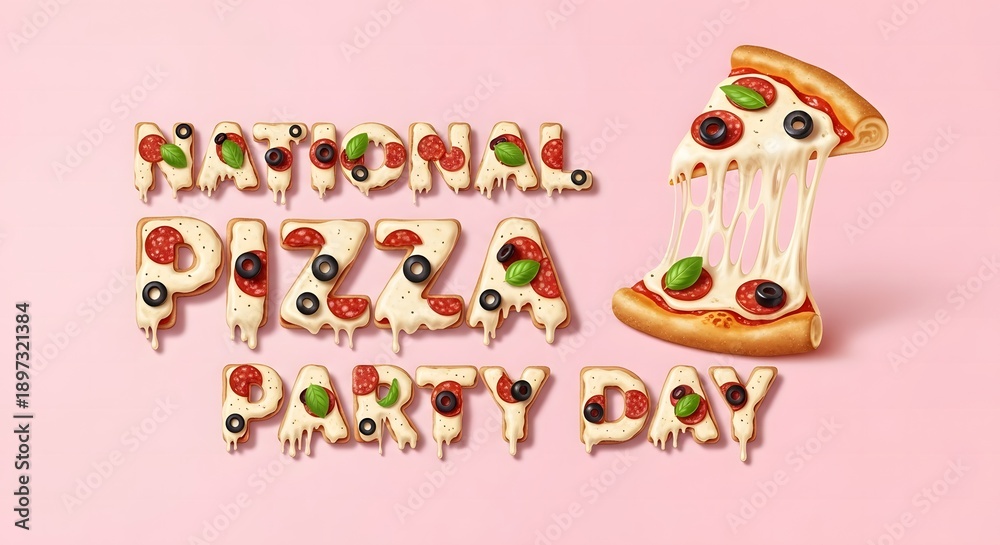 Naklejka premium National Pizza Day celebration with ingredients a delicious assortment of pizza slices