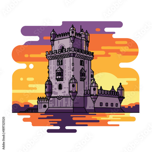 Belem Tower Medieval Fortress Architecture.