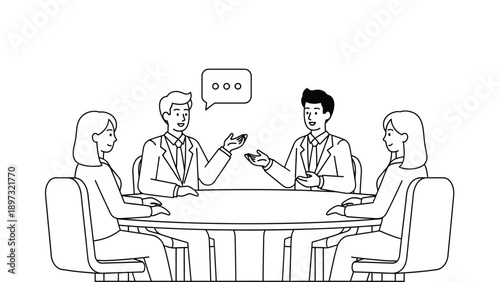 Business people sitting around a table having a discussion meeting