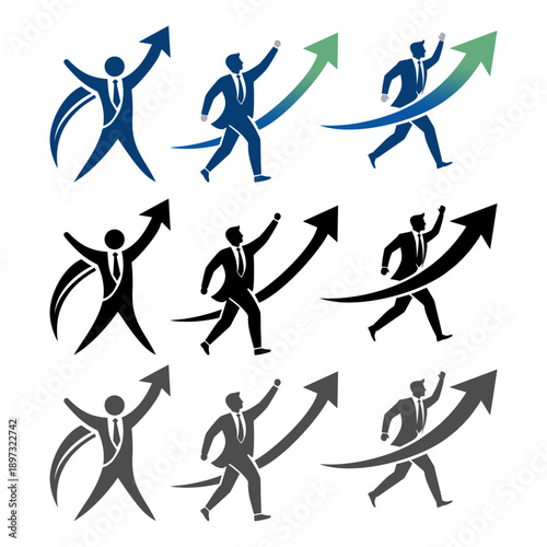 Rising Aspirations: Conceptual design representing a business professional striving towards success, symbolizing growth, progress, and ambition. 