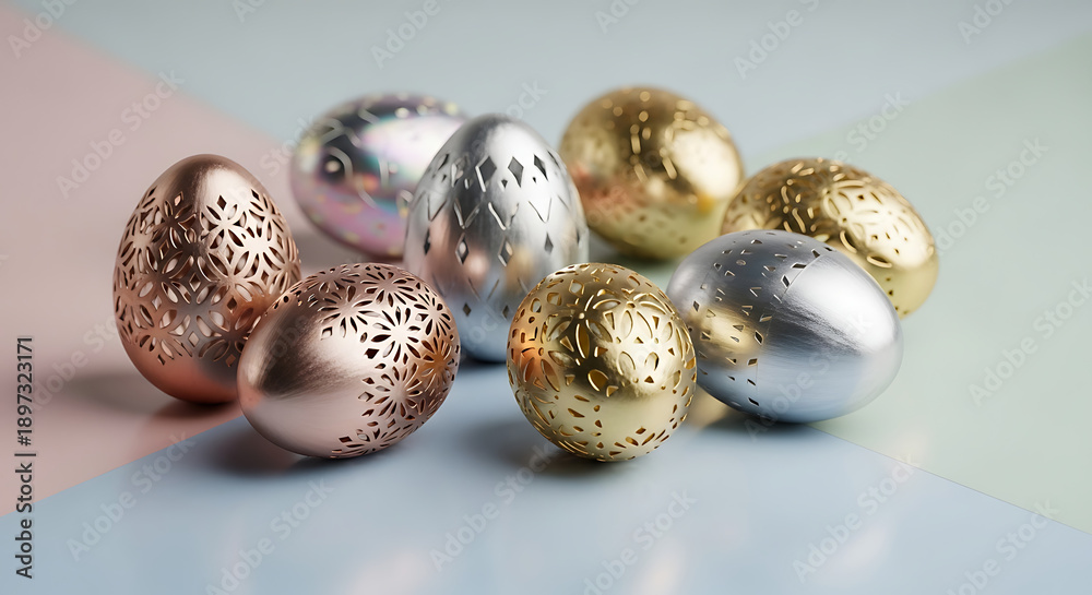 Obraz premium Metallic Easter Eggs Arrangement