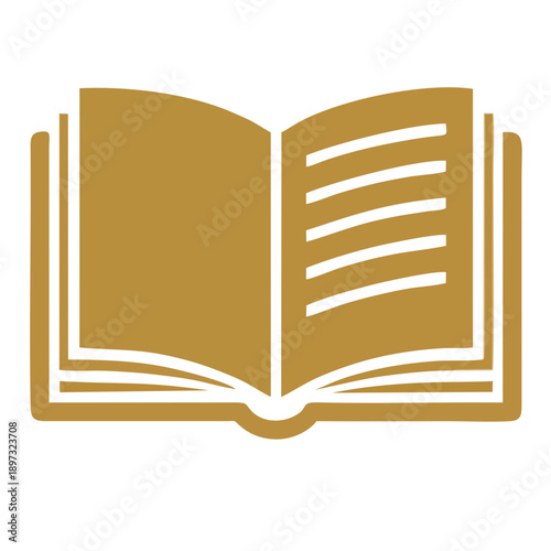 Golden open book icon symbolizing knowledge, learning, education, and literature, perfect for academic or informational contexts