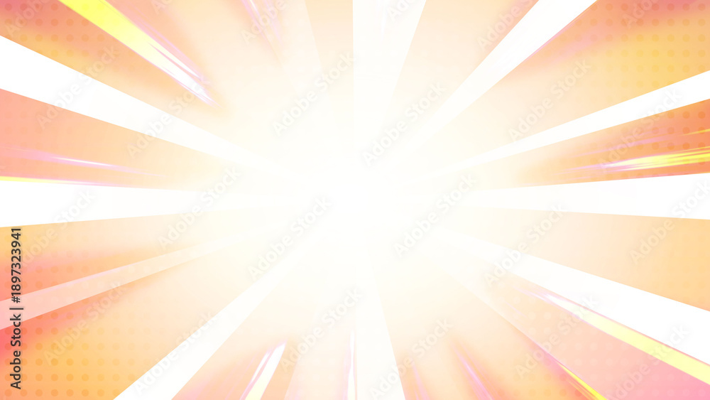 Obraz premium 集中線、漫画、黄色、光、横線、効果線、レーヨン、イラスト、サマータイム、紙吹雪