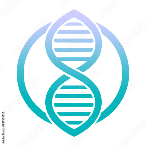 Genetic emblem, DNA helix and scientific symbolism: an artistic design featuring a stylized DNA helix within a circular frame, representing the essence of genetics and scientific progress.