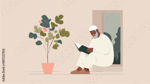 Quiet person reading a book by a window.