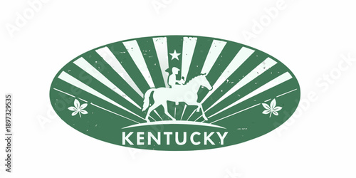 Vintage kentucky emblem featuring a horse and radiating lines design