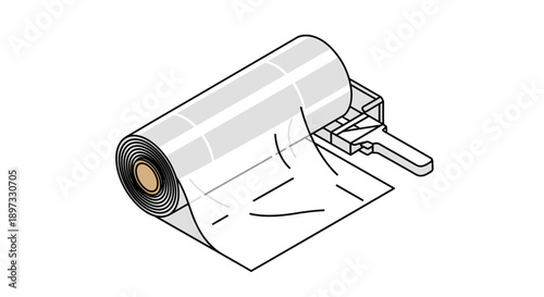 Illustration of a tape dispenser with roll of tape.